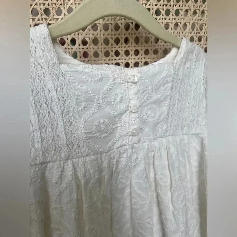 Zara kids embroidered dress puff sleeves christening toddler girl eyelet white